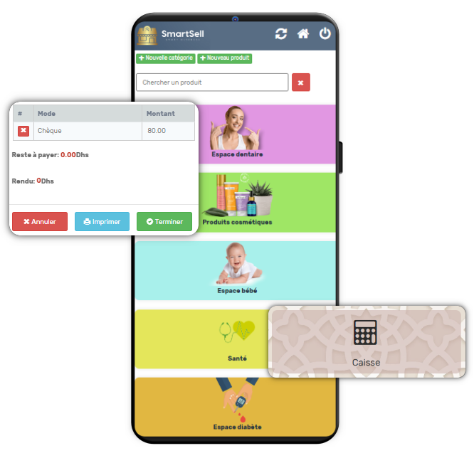 Smartsell caisse digitale, gestion des ventes, gestion du stock et catalogue des produits